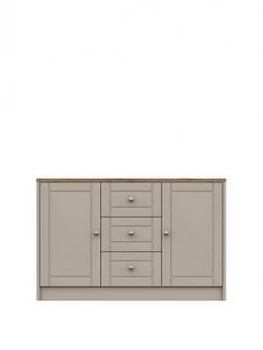 image of Alderley Large Ready Assembled Sideboard - Rustic Oak/Taupe