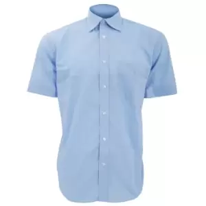 Image of Kustom Kit Mens Short Sleeve Business Shirt (15.5inch) (Light Blue)