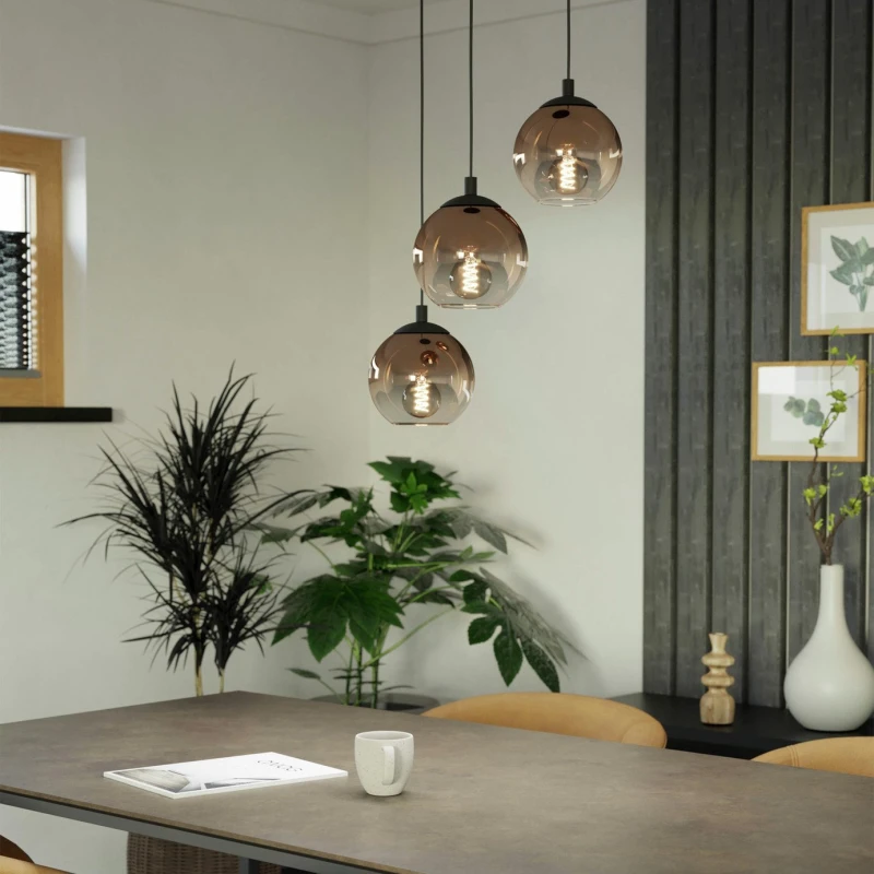 Image of EGLO Eglo Ariscani 1 Copper Ombre Effect Glass 3 Light Pendant Copper One Size Unisex 9008606358069