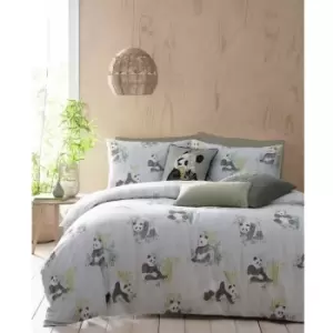 Image of Furn Pandas Duvet Cover Set (King) (Mint Green) - Mint Green