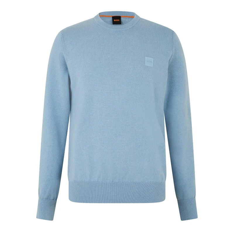 Image of Boss Mens Kanovano Crew-neck Jumper Pastel Blue male S