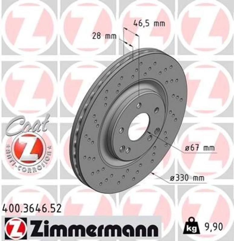 Image of ZIMMERMANN Brake disc ZIMMERMANN 400.3646.52