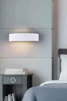Image of Ceramic Semi-Circle Wall Light Up and Down Light White Paintable Finish E14 (NO BULB)
