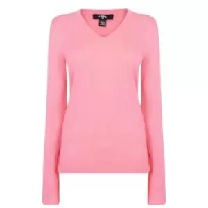 Image of Callaway V Neck Knit Jumper Ladies - Pink