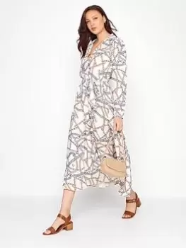Image of Long Tall Sally Collared L/S Pleated Dress - Natural, Size 12, Women
