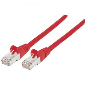 image of Intellinet Network Patch Cable Cat5e 10m Red CCA SF/UTP PVC RJ45 Gold Plated Contacts Snagless Booted Polybag