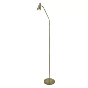 image of Fusion 1 Light Floor Lamp Antique Brass with Flexi Head, GU10