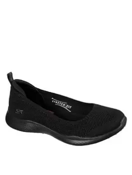 Image of Skechers Microburst 2.0 Wide Fit Ballerina Shoes - Black, Size 6, Women