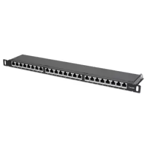 image of Intellinet Patch Panel Cat6a FTP 24-Port 19" 0.5U Shielded 90 Top-Entry Punch Down Blocks Black