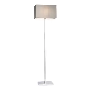 Image of Floor Lamp Light Chrome & Grey Fabric 60W E27 Standing Base & Shade e10474