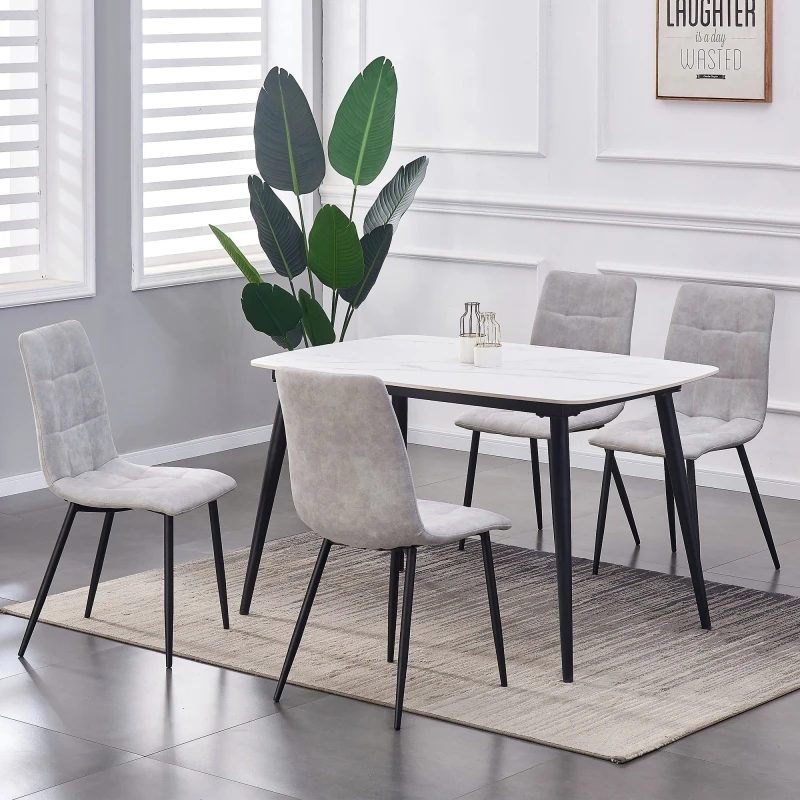 Image of MCC Direct Set of 4 Faux Suede Leather Dining Chairs Henri Light Grey