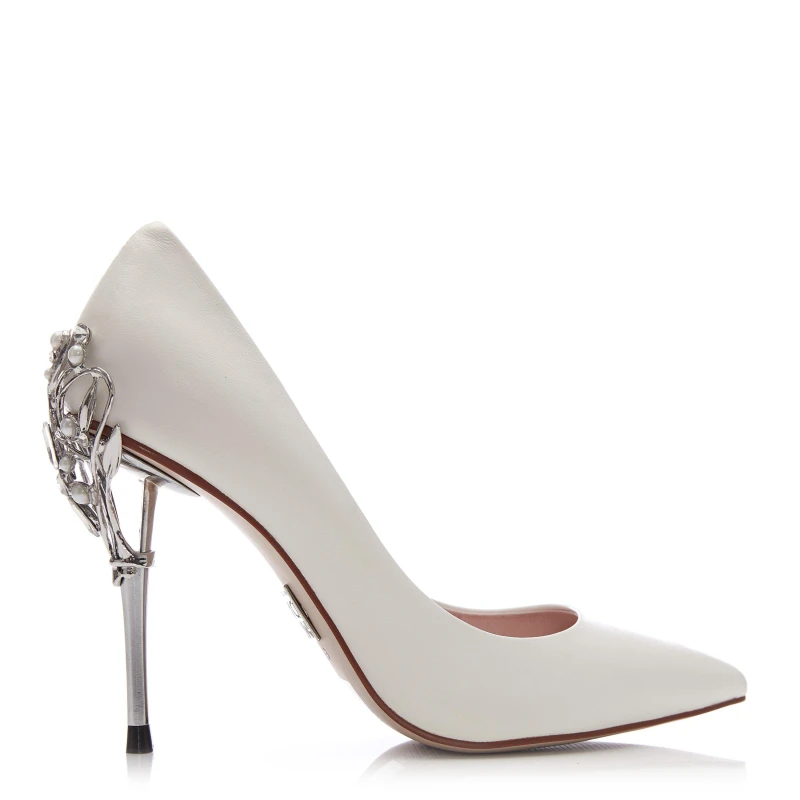 Image of Moda in Pelle Ilari Ivory Leather Pumps - White White 4
