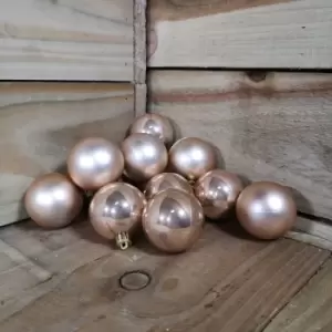 image of 12 x 6cm Beige Christmas Baubles Gloss And Matte Tree Decorations