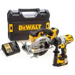 image of DEWALT - 18V xr Combi Drill & Circular Saw Twin Pack (2 x 5.0Ah Batteries) 00006