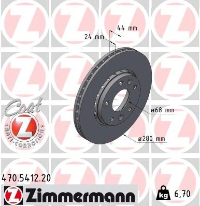 Image of ZIMMERMANN Brake disc ZIMMERMANN 470.5412.20