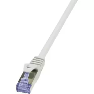 image of LogiLink CQ3052S RJ45 Network cable, patch cable CAT 6A S/FTP 2m Grey Flame-retardant, incl. detent