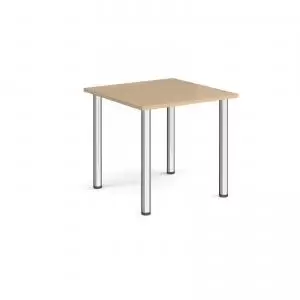 Image of Rectangular chrome radial leg meeting table 800mm x 800mm - kendal oak