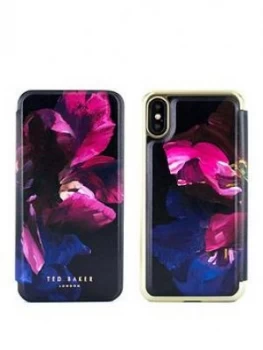 image of Ted Baker Mirror Folio Case iPhone X - SHELEEN - Impressionist Bloom, Black, Women