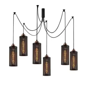 Image of Model 13 Deco 6-Light Cluster Pendant Lamp Black Displaced
