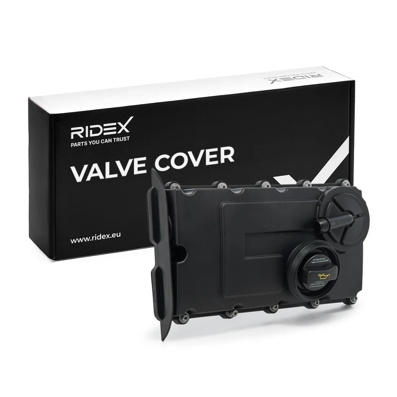 Image of RIDEX 977C0094 Rocker Cover with bolts/screws, with valve cover gasket Plastic Rocker Cover (977)