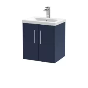 image of Hudson Reed Juno 500mm Wall Hung 2 Door Vanity & Mid-Edge Basin - Electric Blue