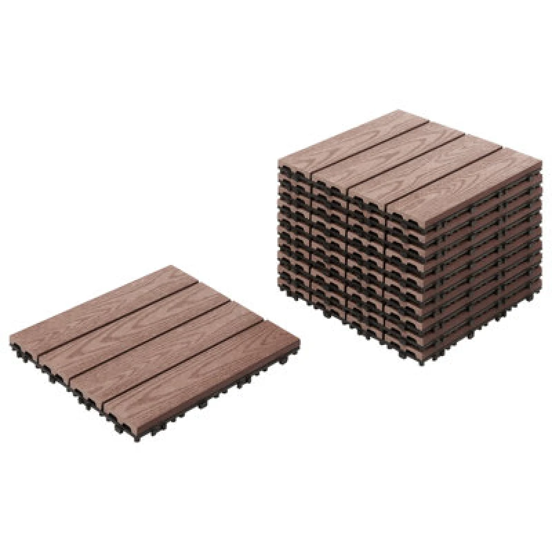 Image of Beliani Outdoor Flooring Atessa Wood-Plastic Composite (Wpc) Brown