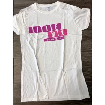 image of Little Mix - Logo Purple/Pink Ladies Medium T-Shirt - White