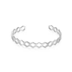 Image of Daisy London 925 Sterling Silver Hexagon Palm Cuff Bangle Sterling Silver