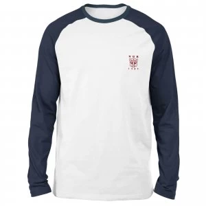 Image of Transformers Autobots Embroidered Unisex Long Sleeved Raglan T-Shirt - White/Navy - XL