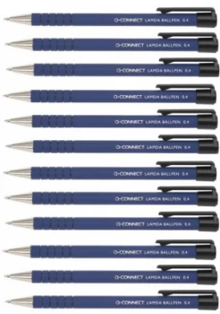 Image of Q Connect Lamda Retractable Pen Blue - 12 Pack