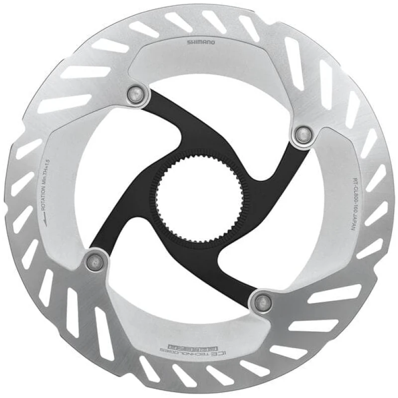 Image of Shimano RT-CL800 Ice Tech FREEZA rotor with internal lockring 160 mm CENTRE LOCK - 160 MM Silver / Black - Cycles UK