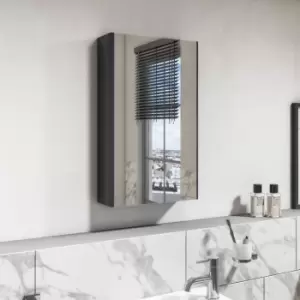 image of Dark Grey Mirrored Wall Bathroom Cabinet 400 x 650mm - Pendle