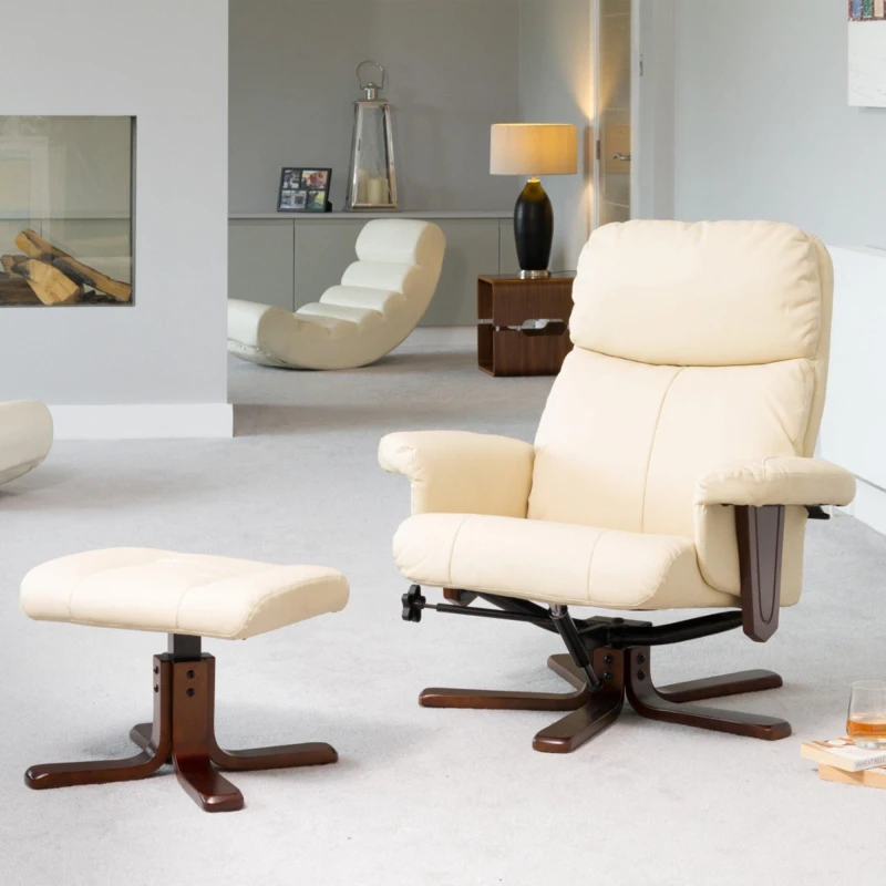 Image of Artemis Home Woodacre Swivel Recliner with Massage & Heat in Cream Cream Unisex