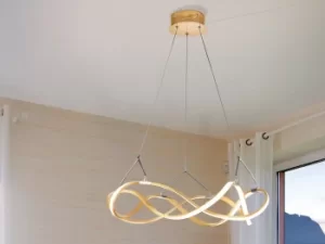 Image of Molly Modern Dimmable LED Infinity Swirl Ring Designer Pendant Light Rose Gold with Remote Control