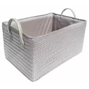 Topfurnishing - Neon Bright Colours Toys Baby Nursery Organiser Cupboard Storage Basket + Handle Hamper basket [Light Grey,Extra Large 41.5x26x25cm]