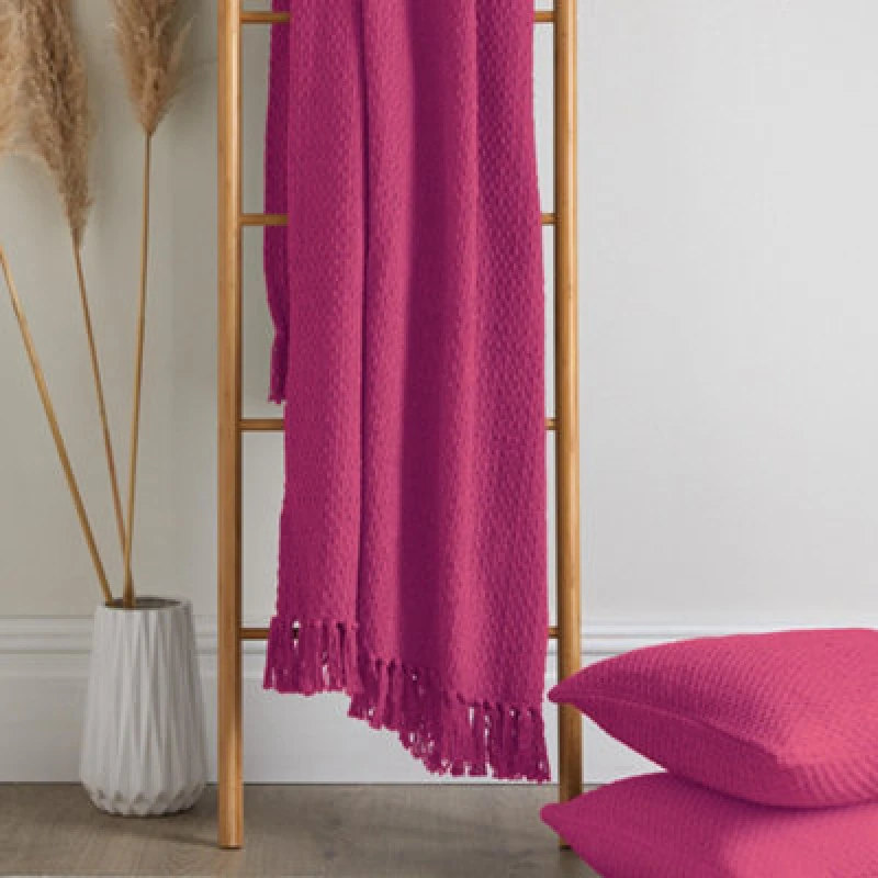 Image of DRIFT Hayden Eco 100% Recycled Cotton Throw - Pink Pink 200 x 200c