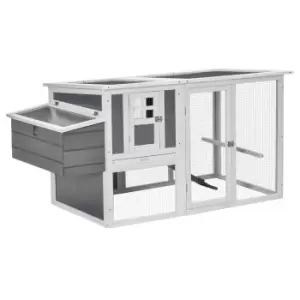 Image of Pawhut 162Cm Chicken Coop With Run Wooden Hen Poultry Cage Openable Roof - Grey