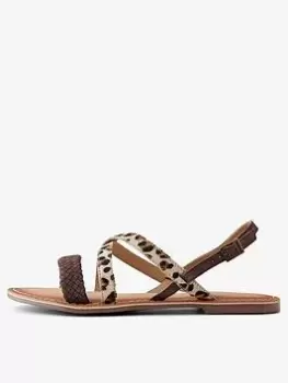 image of Pieces Pcvic Leather Flat Sandal - Warm Taupe