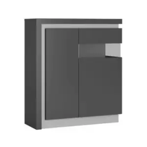 Lyon 2 door designer cabinet (RH) in Platinum/Light Grey Gloss - Platinum/light grey gloss