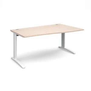 image of TR10 Right Hand Wave Desk 1600mm - White Frame maple Top