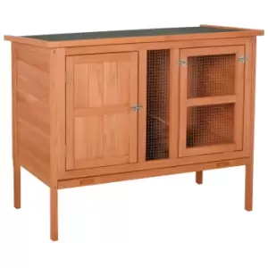 Image of PawHut Wooden Rabbit Hutch Guinea Pigs Cage Elevated Pet House Bunny Cage Slide Out Tray Openable Roof 102 x 56 x 85cm