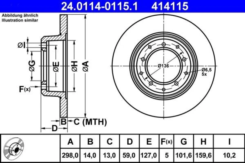 Image of ATE 24.0114-0115.1 Brake disc solid, Coated Brake Disc (82)