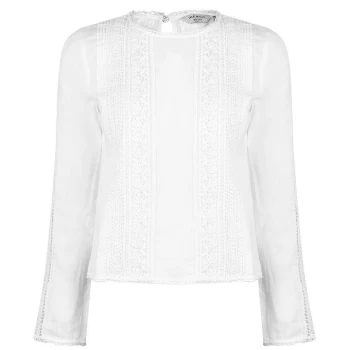 image of Jack Wills Marygold Long Sleeve Lace Top - White