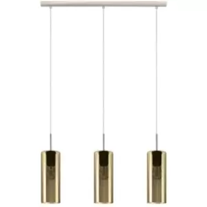 Netlighting Selvino 3 Lamp Straight Bar Pendant Ceiling Light Satin Nickel - EG9