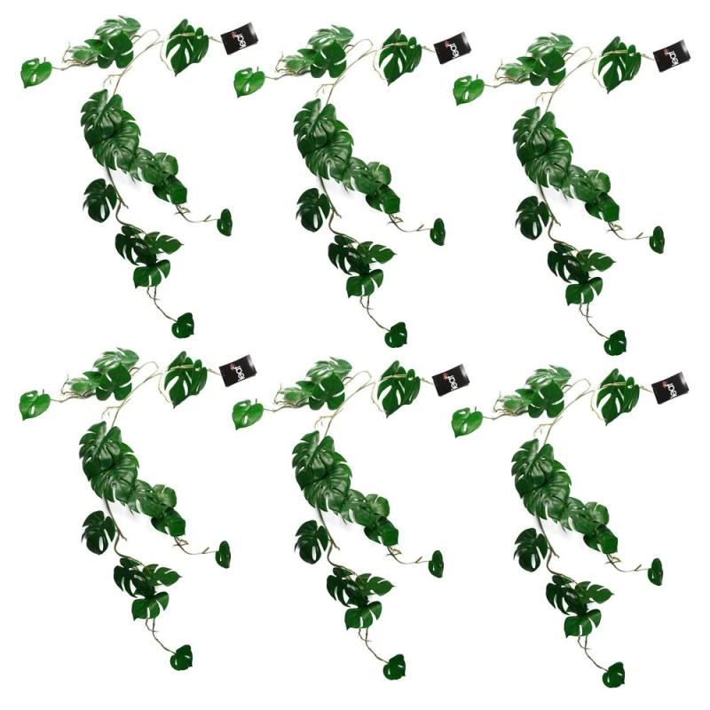 Image of Leaf 6 x 100cm Artificial Hanging Trailing Monstera Plant Green unisex