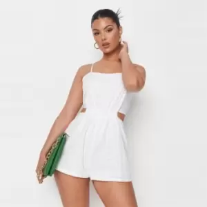 Missguided Tie Back Playsuit - White