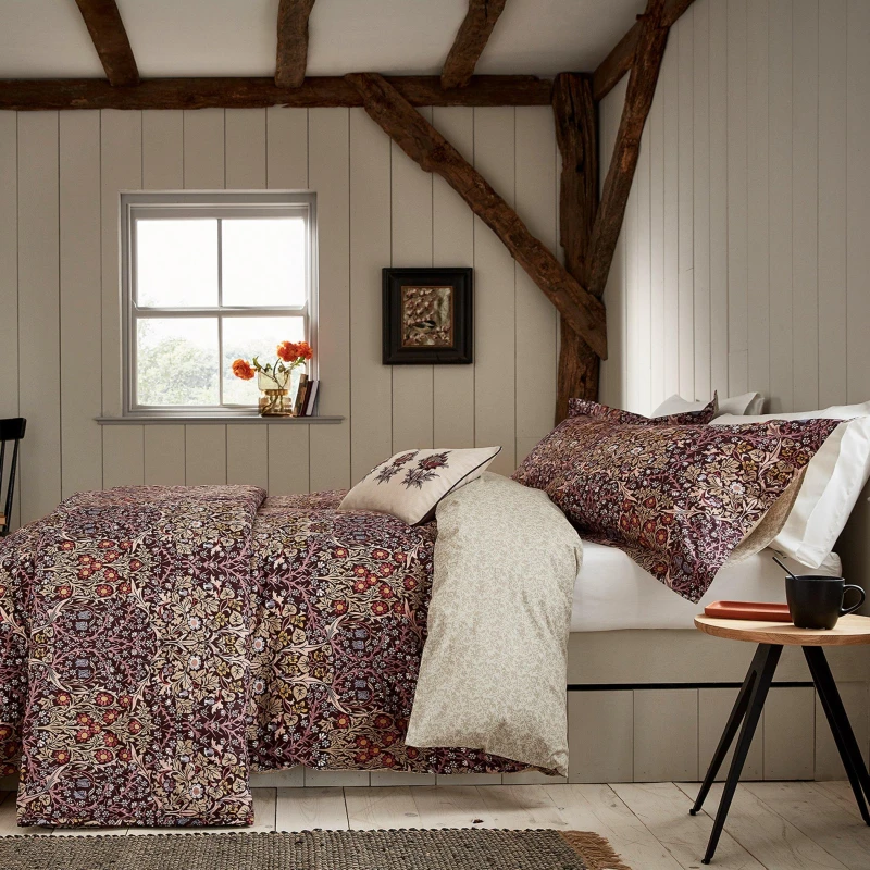 Image of Morris and Co Blackthorn Duvet Cover Set Damson unisex Double