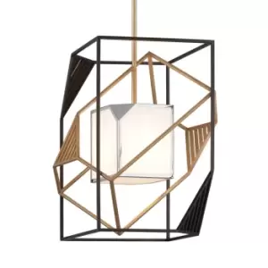 Image of Cubist 1 Light Pendant Bronze Gold Leaf And Stainless, Acrylic