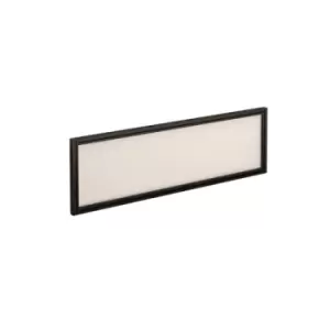 image of Straight glazed desktop screen 1200mm x 380mm - polar white with Black aluminium frame