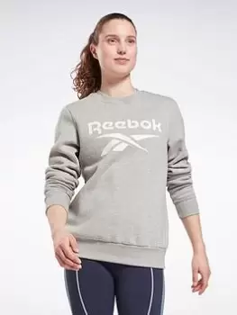 Image of Reebok Identity Logo Fleece Crew Sweatshirt, Grey, Size XS, Women